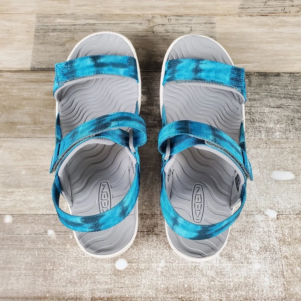 Keen Elle Backstrap Kids‎ Sandals Sz 6 Sea Moss Fjord Blue Adjustable Open Toe